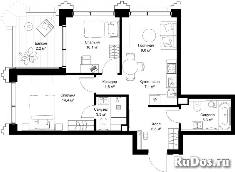 Продам 2 комнатную квартиру 59.5 м2 фотка