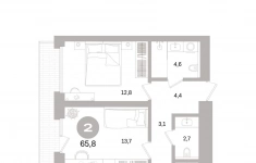 Продам 2 комнатную квартиру 65.84 м2 картинка из объявления