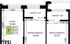 Продам 2 комнатную квартиру 63.17 м2 картинка из объявления