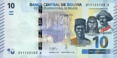 Банкнота 10 боливиано, Боливия картинка из объявления