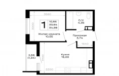 Продам 1 комнатную квартиру 34.98 м2 картинка из объявления