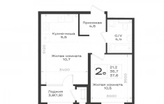 Продам 2 комнатную квартиру 37.6 м2 картинка из объявления