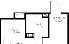 Продам 1 комнатную квартиру 38.67 м2 картинка из объявления