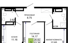 Продам 2 комнатную квартиру 54.76 м2 картинка из объявления