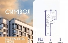 Продам 2 комнатную квартиру 63.5 м2 картинка из объявления