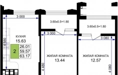 Продам 2 комнатную квартиру 63.17 м2 картинка из объявления
