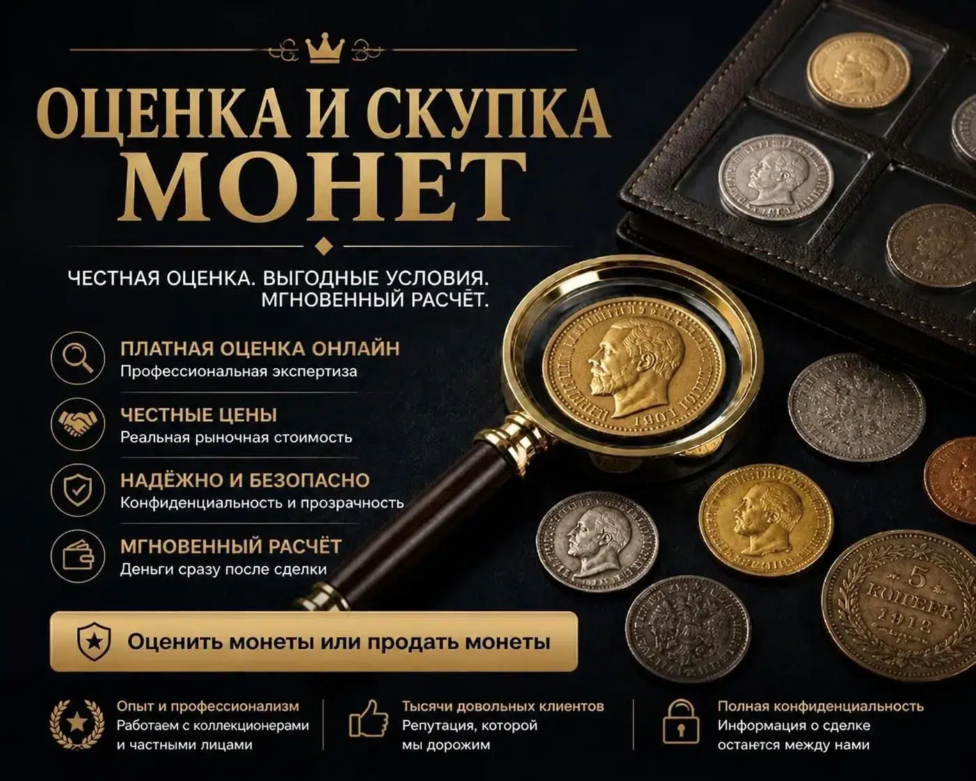 Оценка и Скупка монет картинка из объявления