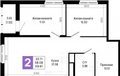 Продам 2 комнатную квартиру 59 м2 картинка из объявления
