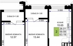 Продам 2 комнатную квартиру 63 м2 картинка из объявления