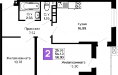 Продам 2 комнатную квартиру 56.93 м2 картинка из объявления