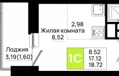Продам 1 комнатную квартиру 18.72 м2 картинка из объявления
