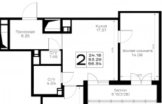 Продам 2 комнатную квартиру 57.34 м2 в объявлении 9 фото Продам 2 комнатную квартиру 57.34 м2 картинка из объявления