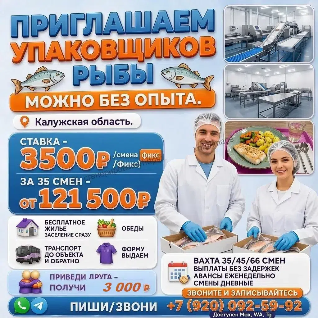 - Упаковщик рыбы вахта жилье питание авансы в объявлении 1 фото - Упаковщик рыбы вахта жилье питание авансы картинка из объявления