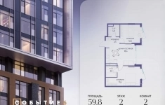 Продам 2 комнатную квартиру 59.8 м2 картинка из объявления