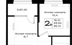 Продам 2 комнатную квартиру 35.1 м2 картинка из объявления