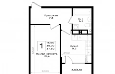 Продам 1 комнатную квартиру 37.8 м2 картинка из объявления