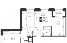 Продам 4 комнатную квартиру 100.1 м2 картинка из объявления