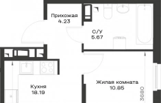 Продам 2 комнатную квартиру 51.42 м2 картинка из объявления