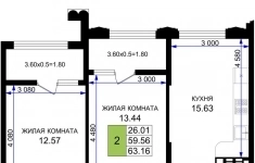 Продам 2 комнатную квартиру 63.16 м2 картинка из объявления