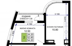 Продам 2 комнатную квартиру 54.2 м2 картинка из объявления