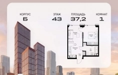 Продам 1 комнатную квартиру 37.19 м2 картинка из объявления