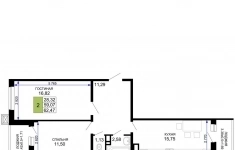 Продам 2 комнатную квартиру 62.47 м2 картинка из объявления