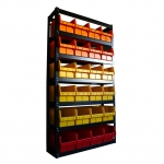 Складской стеллаж с большими ящиками для инструментов в объявлении 1 фото Складской стеллаж с большими ящиками для инструментов картинка из объявления