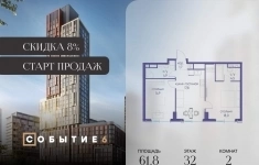 Продам 2 комнатную квартиру 61.8 м2 в объявлении 10 фото Продам 2 комнатную квартиру 61.8 м2 картинка из объявления