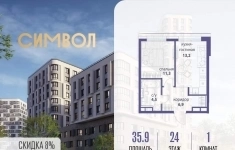 Продам 1 комнатную квартиру 35.9 м2 картинка из объявления