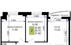 Продам 2 комнатную квартиру 51.35 м2 в объявлении 10 фото Продам 2 комнатную квартиру 51.35 м2 картинка из объявления