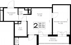 Продам 2 комнатную квартиру 59.39 м2 в объявлении 9 фото Продам 2 комнатную квартиру 59.39 м2 картинка из объявления
