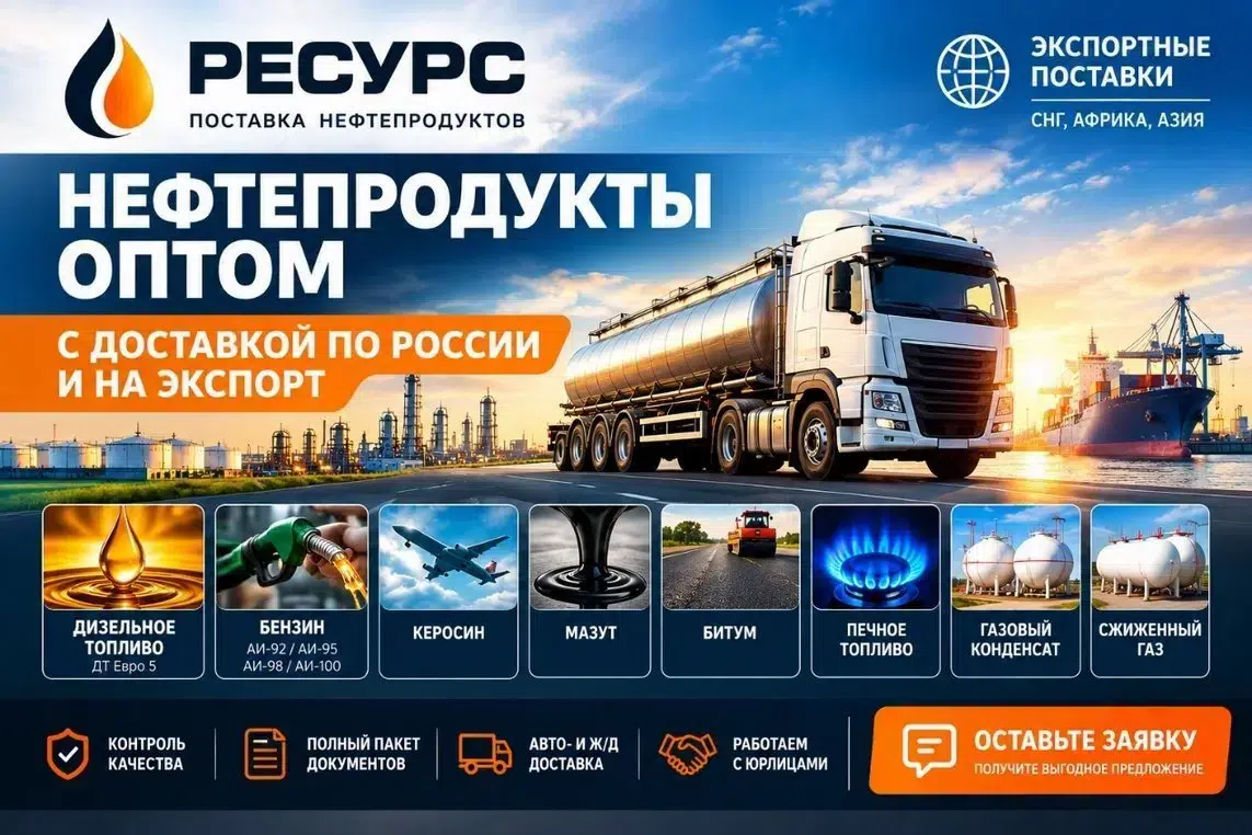 Нефтепродукты оптом с доставкой по России и на экспорт картинка из объявления