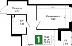 Продам 1 комнатную квартиру 36.83 м2 в объявлении 10 фото Продам 1 комнатную квартиру 36.83 м2 картинка из объявления