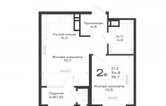 Продам 2 комнатную квартиру 36.7 м2 картинка из объявления