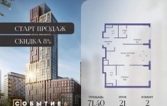 Продам 2 комнатную квартиру 71.4 м2 в объявлении 10 фото Продам 2 комнатную квартиру 71.4 м2 картинка из объявления