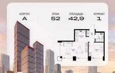 Продам 1 комнатную квартиру 42.9 м2 картинка из объявления