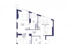 Продам 2 комнатную квартиру 74.7 м2 картинка из объявления