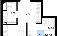 Продам 2 комнатную квартиру 44.04 м2 картинка из объявления