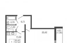 Продам 1 комнатную квартиру 43 м2 картинка из объявления