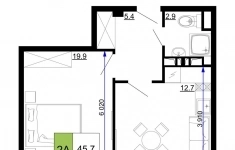 Продам 2 комнатную квартиру 45.7 м2 картинка из объявления