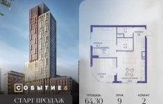 Продам 2 комнатную квартиру 64.3 м2 картинка из объявления