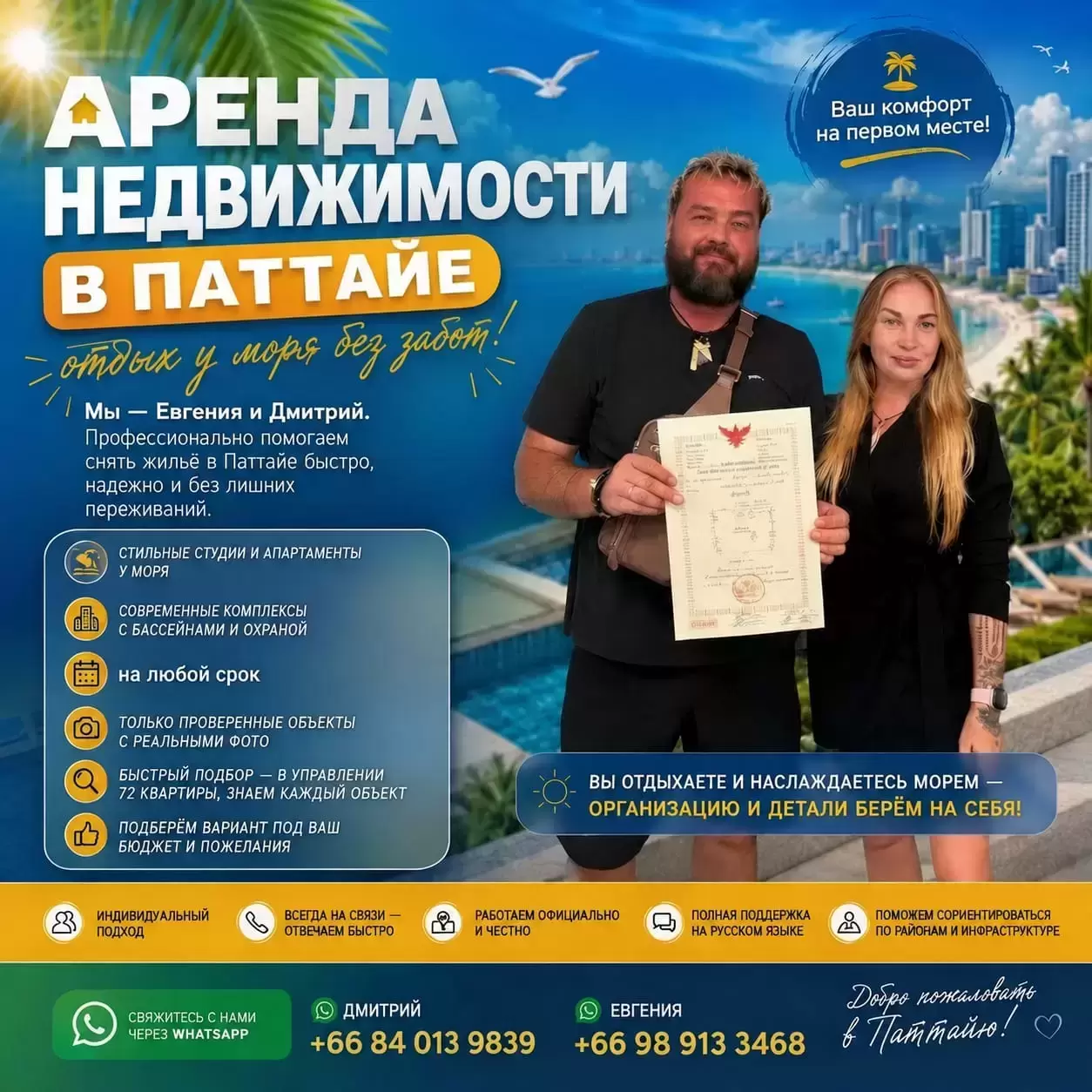 Аренда недвижимости в Паттайе. картинка из объявления