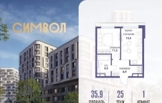 Продам 1 комнатную квартиру 35.9 м2 картинка из объявления