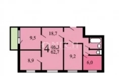 Продам 4 комнатную квартиру 62.7 м2 картинка из объявления