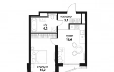 Продам 1 комнатную квартиру 44.1 м2 картинка из объявления