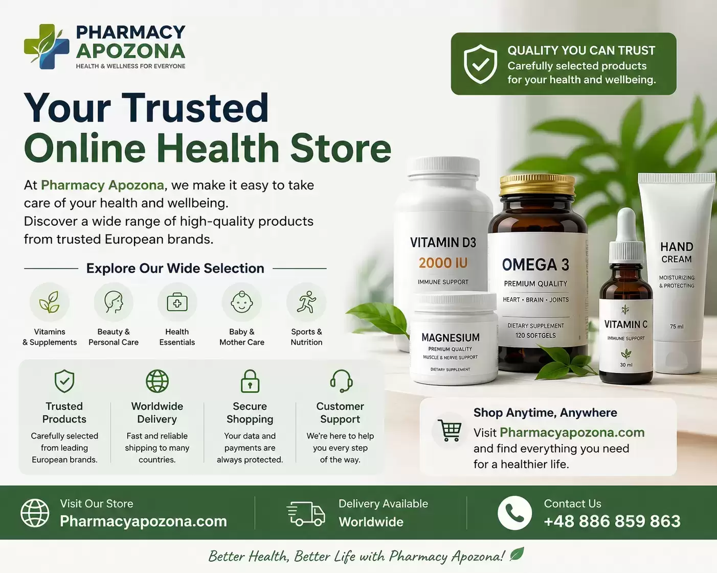 Pharmacy Apozona – Twój zaufany internetowy sklep ze zdrowiem i wellness картинка из объявления
