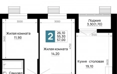 Продам 2 комнатную квартиру 57 м2 картинка из объявления
