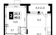 Продам 2 комнатную квартиру 49.5 м2 картинка из объявления