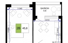 Продам 2 комнатную квартиру 45.6 м2 картинка из объявления