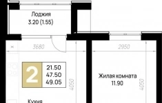 Продам 2 комнатную квартиру 49.05 м2 картинка из объявления